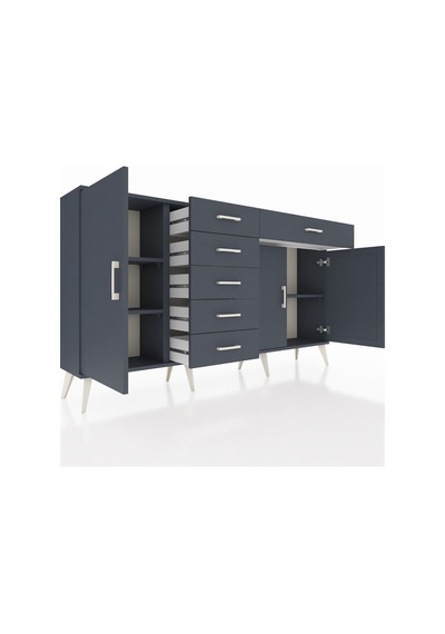 Arges Konsol 3 Raflı 6 Çekmeceli 3 Kapaklı 176x30x99 Antrasit-antrasit Antrasit - Antrasit Arges Konsol 3 Raflı 6 Çekmeceli 3 Kapaklı 176x30x99 Antrasit-antrasit Antrasit - Antrasit