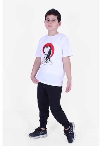 Fyk Kids Atatürk Baskılı Imzalı Unisexs Takım Beyaz