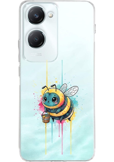 Vivo Y18 İle Uyumlu Splash Arı Tasarımlı Şeffaf Silikon Kılıf Şeffaf