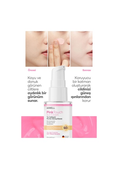 Axwell Premium Pinktouch Ton Eşitleyici Pembe Güneş Kremi SPF50+ 60 ML