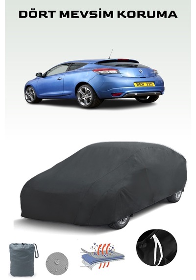 Siyah, Renault Megane Gt 3 Kapılı 2013 - 2015, Araba Brandası, Oto Örtüsü, Araba Çadırı Siyah