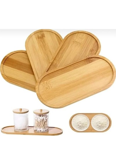 Oval Doğal Bambu Sunum Tabağı - 23x12 Cm Yuvarlak Hatlı Düz Servis Tepsisi - Sushi, Tatlı Ve Kahve Sunumluk