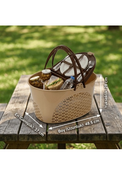 Küçük Oval Piknik Sepeti Çok Renkli