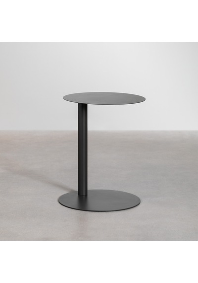 Paledin Design Magna Yan Sehpa Modern Yuvarlak Çelik Koltuk Yanı Sehpası Granit Grisi 40x40x50 Cm Antrasit