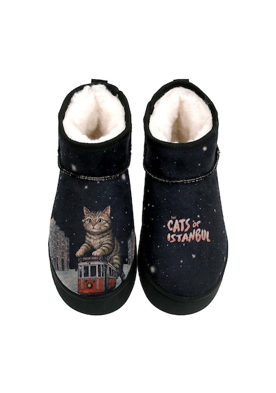 Kadın Vegan Deri Siyah Bilekte Bot - Paws On Taksim Tasarım Multicolor