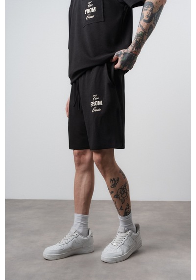 Respire Erkek Far From Basic Baskılı Şort Siyah