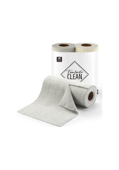 Çok Amaçlı Rulo Mikrofiber Temizlik Bezi 30x30 40 Yapraklı Bej - Açık Gri 2x20 Li Paket Bej