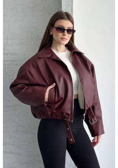Genel Markalar Kadın Bordo İçi Peluş Astarlı Suni Deri Ceket Kemer Detaylı Kürklü Oversize Kısa Mont Bordo1234 Bordo1234 Genel Markalar Kadın Bordo İçi Peluş Astarlı Suni Deri Ceket Kemer Detaylı Kürklü Oversize Kısa Mont Bordo1234 Bordo1234