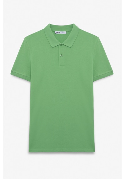 Grimelange Flexore Erkek %100 Pamuk Kısa Kollu Regular Fit Yeşil Polo Yaka T-shirt Yeşil