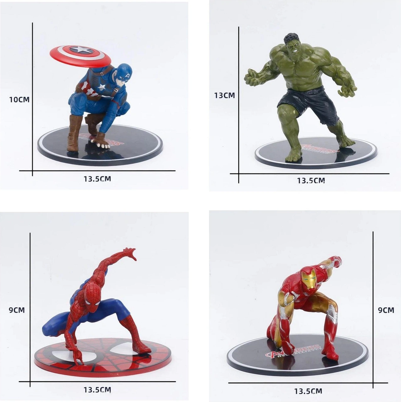 Marvel Yenilmezler Ironman Spiderman Hulk Captain America Özel Stantlı 4lü Oyuncak Figür Karakterler Marvel - Avengers