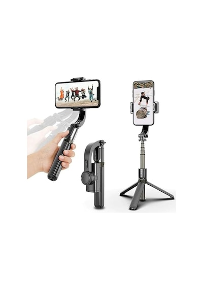 Katlanabilir Bluetooth El Gimbal Akıllı Telefonlarla Uyumlu 360 Dönebilen Taşınabilir Telefon Tutucu
