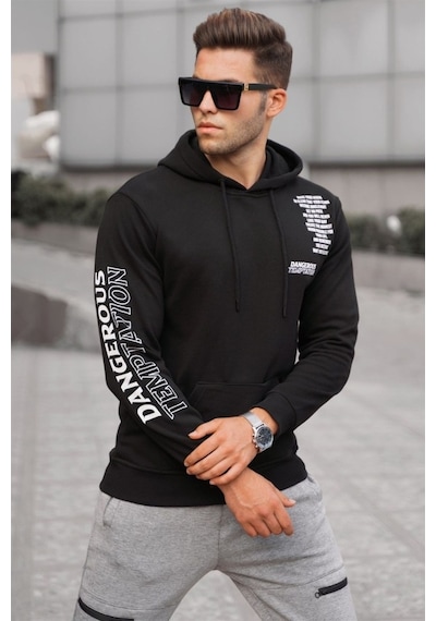 Madmext Siyah Baskılı Erkek Sweatshirt 5313 Siyah