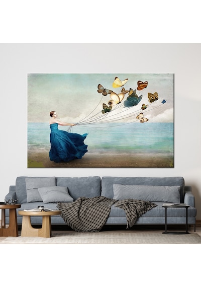 50x70cm 1 Parça Kanvas Tablo, Kelebek Sevgilisi