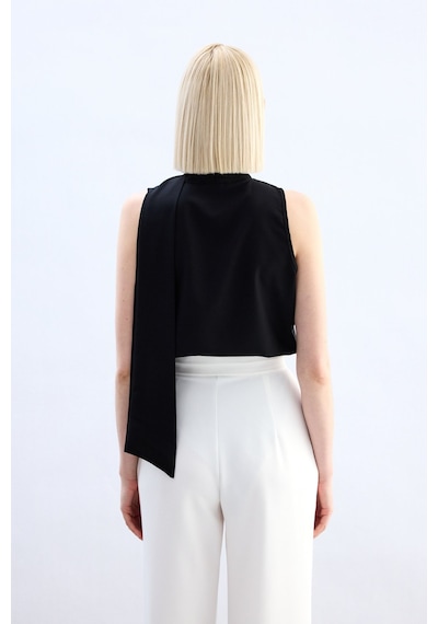 Sateen Dantel Detaylı Bodysuit Bluz - Siyah-136765 Siyah