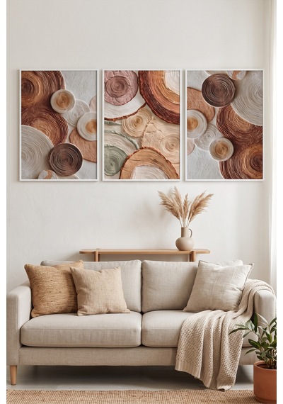 Beyaz Ahşap Çerçeveli Soyut Kahverengi Bej Duvar Tablosu 3 Lü Set Organik Daire Desenli Modern Dekorasyon Kabartma Görünümlüdür Beyaz Beyaz Ahşap Çerçeveli Soyut Kahverengi Bej Duvar Tablosu 3 Lü Set Organik Daire Desenli Modern Dekorasyon Kabartma Görünümlüdür Beyaz