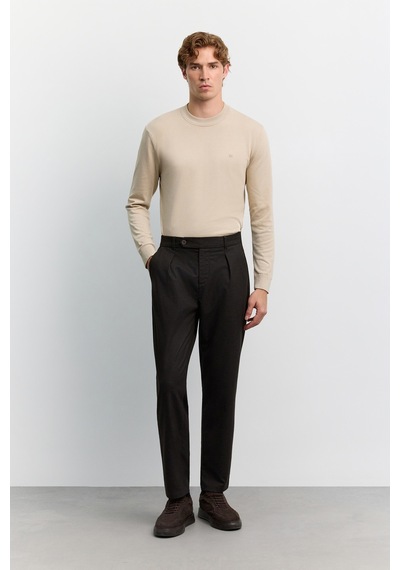 Avva Erkek Kahve Yumuşak Tuşeli Dil Kapamalı Arka Beli Lastikli Relaxed Fit Pantolon A62y3017