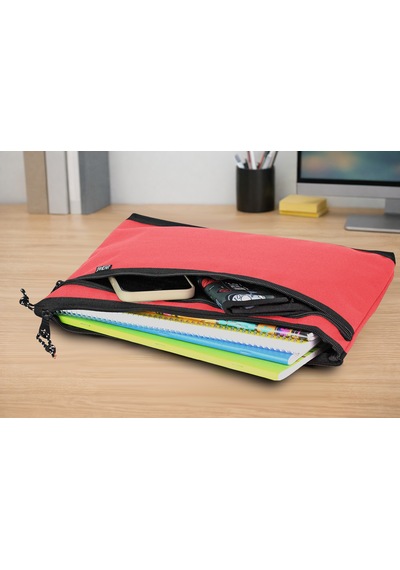 Jacbag Dual Zip Folder -iki Bölmeli Dosya Çanta A4 Dual Zip Folder-mercan Tek Renk