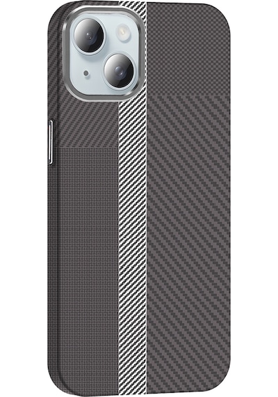 Apple Uyumlu iPhone 15 Kılıf M-safe Şarj Özellikli Karbon Fiber Görünümlü Zore Gros Kapak Siyah
