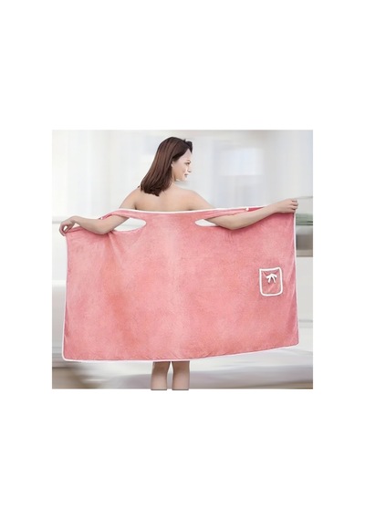Chengdu 1 Adet Kadın Lüks Yumuşak Emici Bornoz - 300g/ Kalın Peluş Bornoz İle Sevimli Düğme Pembe