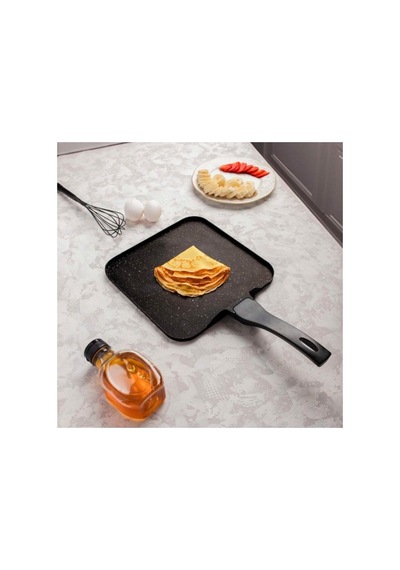 Kitchenboost Eda Granit Kare Döküm Krep Tava 26 Cm Pankek Krep Omlet Sahan Tavası Çok Renkli