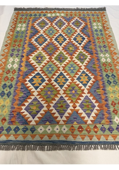 El Dokuma Afgan Kilim 100% Yün Harıka Desenlı Kök Boya Yeni Model Çok Renkli