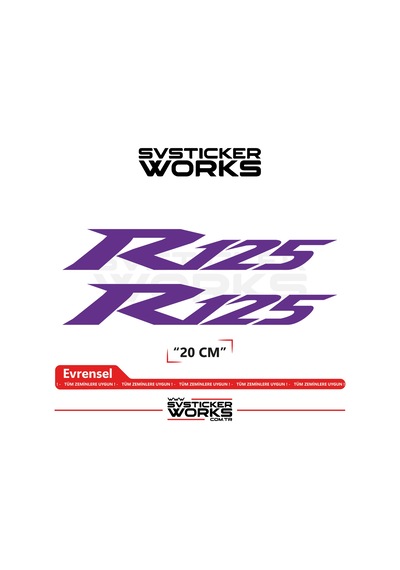 Yamaha R125 Uyumlu Yazı Sticker Yüksek Kalite Özel Kesim Folyo 2'li Set Mor