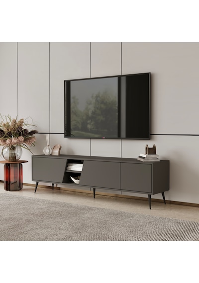 Roma 175 Cm Tv Ünitesi 100% Mdf Metal Ayak Gri