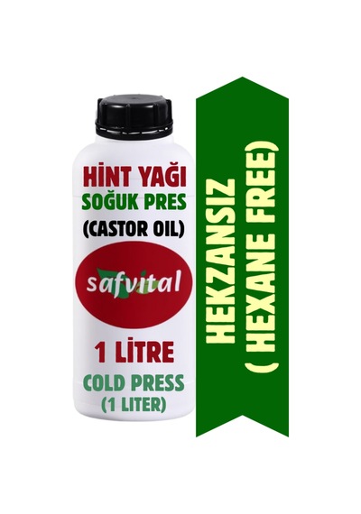 Safvital %100 Saf Katkısız Hint Yağı 1 Litre Castor Oil Hexan Free Heksansız Soğuk Pres Kalite 1 L