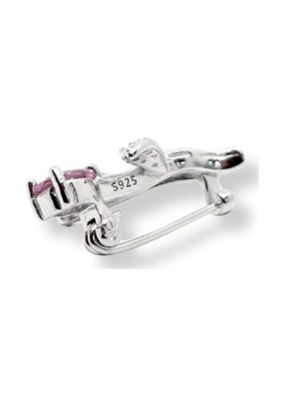 Oya Silver Minimal Pembe Kuvars Taşlı Gümüş Çiçek Broş 1.5x2.4 Cm Oya-bz667