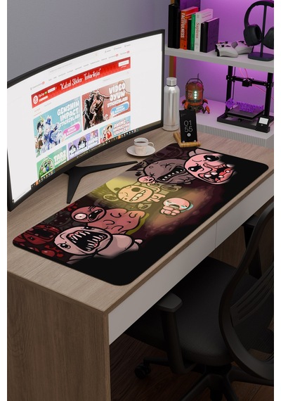 Binding Of Isacc Kaymaz Dikişli Kauçuk Oyuncu Mousepad V3 - 90x40 Xxl Gaming Mouse Pad Fare Altlığı