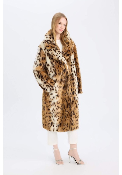 DeFacto Relax Fit Leopar Desenli Ceket Yaka Cepli Uzun Suni Kürk Kaban D4005AX24WNBN561 Kahve DeFacto Relax Fit Leopar Desenli Ceket Yaka Cepli Uzun Suni Kürk Kaban D4005AX24WNBN561 Kahve