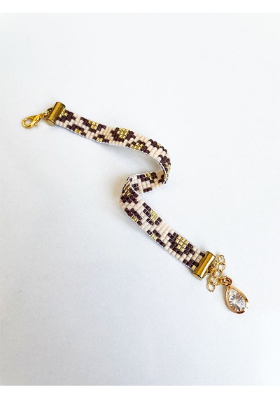 Nevoaccessory Krem Leopar Desenli Miyuki Bileklik Krem