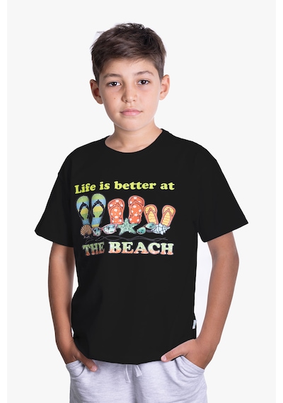 Little's World The Beach Unisex Çocuk Tshirt Siyah