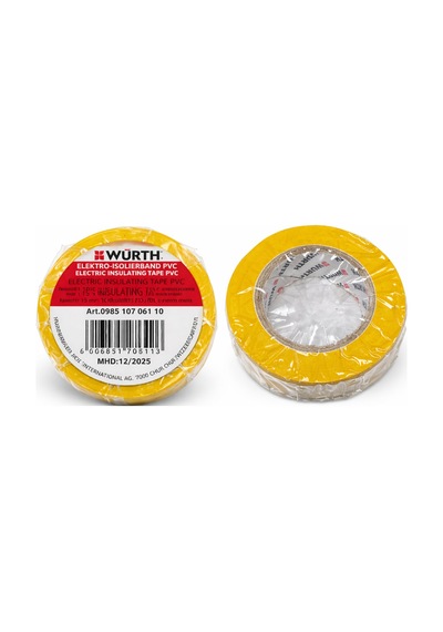 Würth Sarı Elektrik Bandı 15mm X 10m Pvc İzole Bant Profesyonel Elektrik İzolasyon Bandı 1 Adet