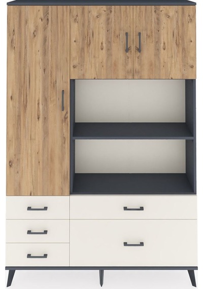 Arges Dolap 7 Raflı 5 Çekmeceli 3 Kapaklı 132x30x195 Antrasit... Antrasit