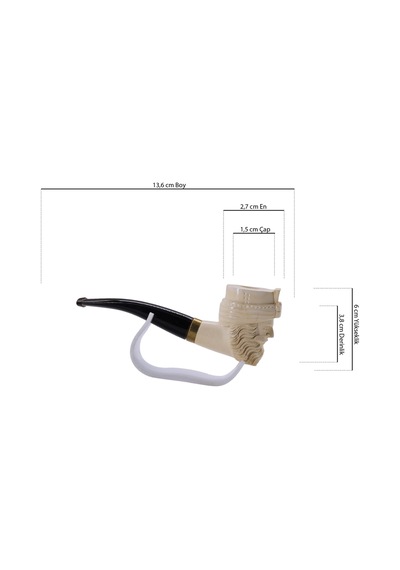 Hint Sih Hükümdarı Maharaja Ranjit Singh Figürlü El Oyması Lületaşı Pipo, Pirinç Bilezik 13,6 Cm