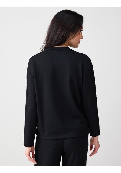 Jimmy Key Jimmy Key Siyah Rahat Kesim Bisiklet Yaka Örme Modal Sweatshirt 6sw235632900