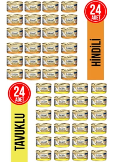 Gourmet Gold Purina Gourmet Hindili 24 x 85 G + Tavuklu Kedi Konservesi 24 x 85 G