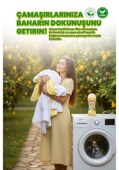 Parill Organik Vegan Granül Çamaşır Yumuşatıcı Limon Kokulu, 200g 20 Yıkama Yerli Üretim Tekli