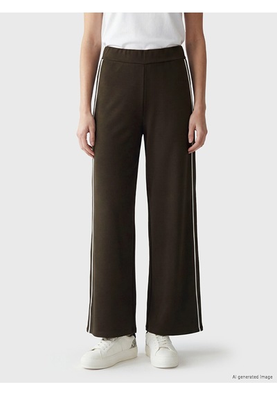 Lcw Modest Kahverengi Şeritli Soft Touch Kadın Eşofman Altı