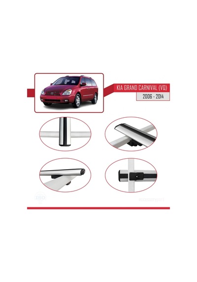 Kia Carnival Vq 2006-2014 Arası İle Uyumlu Basic Model Ara Atkı Tavan Barı Gri 3 Adet