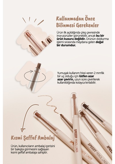 Suya Dayanıklı Kolay Kullanım Sunan Göz Kalemi Peripera Speedy Pencil Liner 3 Milk Tea Brown