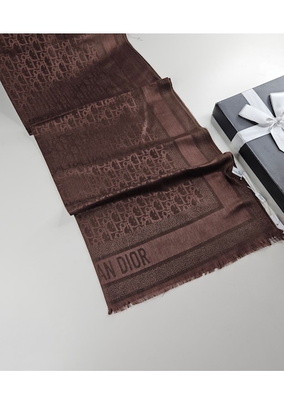 Cd Desen Kaşmir İpek Şal Silk Scarfs Hijab İthal Ürün Acı kahve
