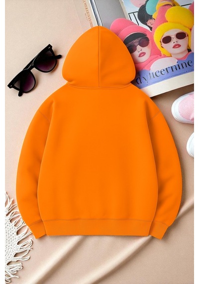 Uyguntarz Unisex W Baskılı Oversize Sweatshirt Turuncu