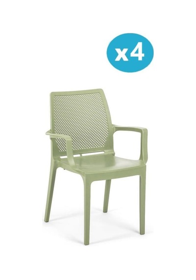 Omnipazar Sy-2504 Plastik İcon Bahçe Koltuk Sandalye 4'lü Set Yeşil