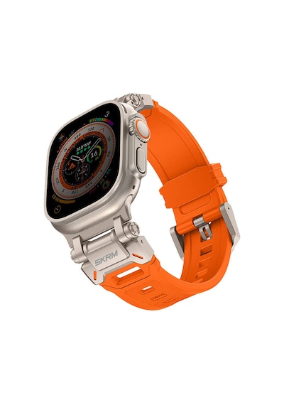 Watch 42mm Uyumlu Kordon Skinarma Titon Serisi Hava Alabilen Delikli Strap Kayış Turuncu