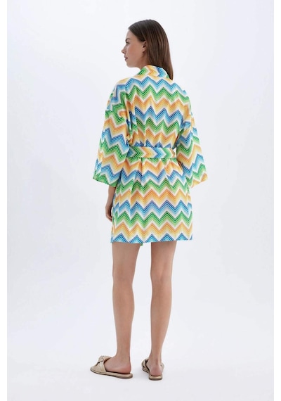 DeFacto Desenli Pamuklu Kimono-Fall in Love D0453AX24SMOG313 Turuncu