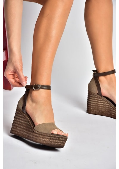Fox Shoes Y996559102 Kahverengi Dolgu Topuklu Kadın Ayakkabı