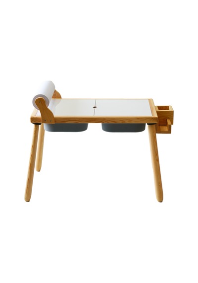 Woodnjoy Woodnjoyl Ahşap Duyusal Çocuk Aktivite Masası + Rulo Kağıt Gri