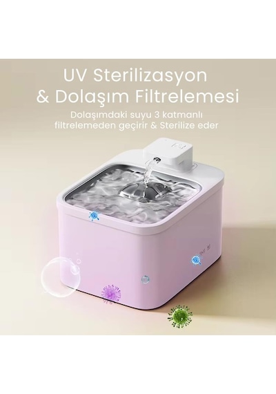 Petfit Aqua Flow 4l Çelik Hazne Wi-fi Bataryalı Akıllı Otomatik Kedi Köpek Su Pınarı Su Çeşmesi Su Şelalesi Ultra Sessiz+uv Filtre+akıllı Sensör